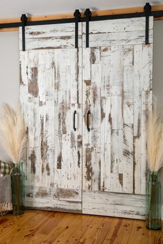 Vintage Harvest Whitewashed Reclaimed Barn Wood Wall Planks- Rustic Kiln Dried Wood Panels, Easy to Install, DIY Accent Wall for Your Home (10 Square ft.)