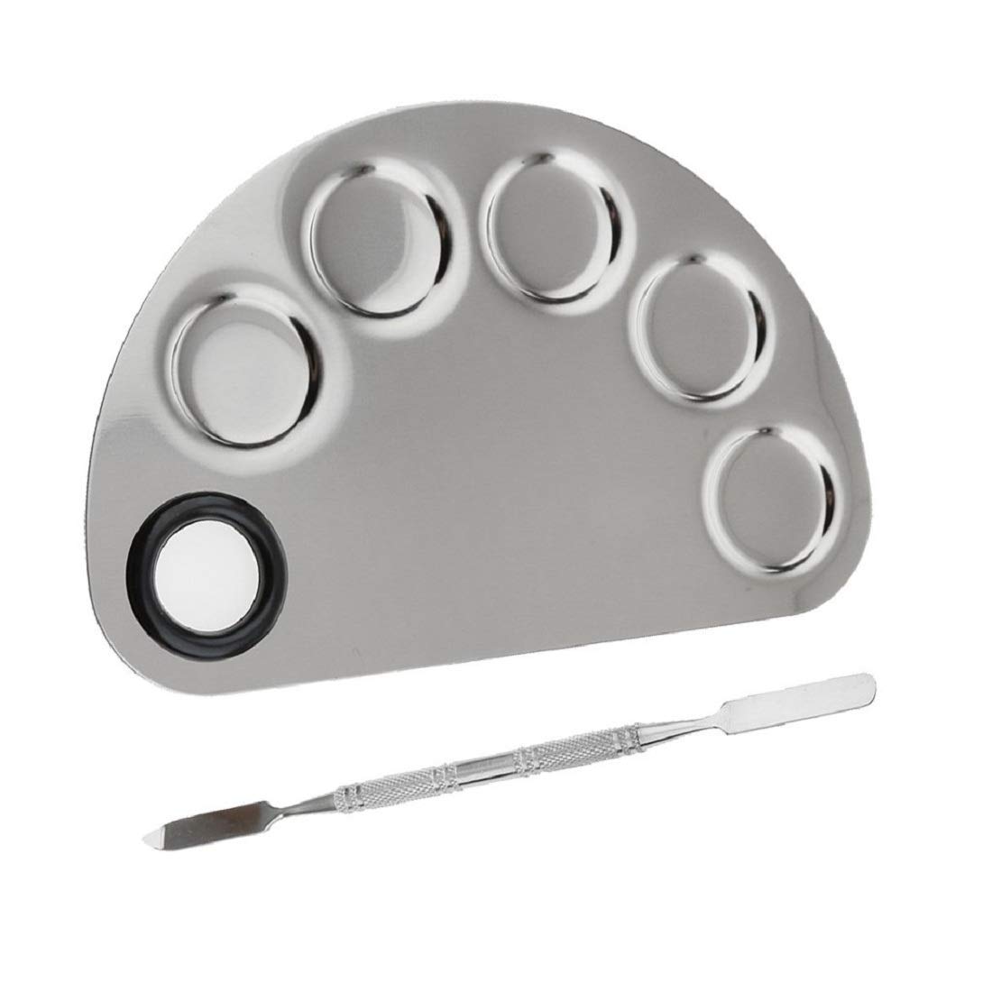 Angelie Stainless Steel Cosmetic Makeup Mixing Palette with Spatula Tool (Silver)