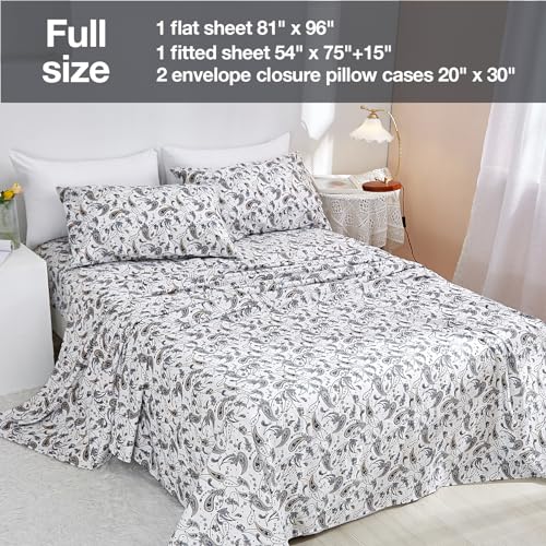 Image of JSD Vintage Paisley Printed Full Sheet Set Extra Deep Pocket | 4 Piece Soft Microfiber Sheets, OEKO-TEX Certified, Easy Care