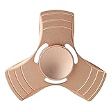 Tri-Fidget Hand Finger Spinner Metal Toy Time Killer for ADD, ADHD, Anxiety, and Autism Adult Children (Gold-Aluminum)
