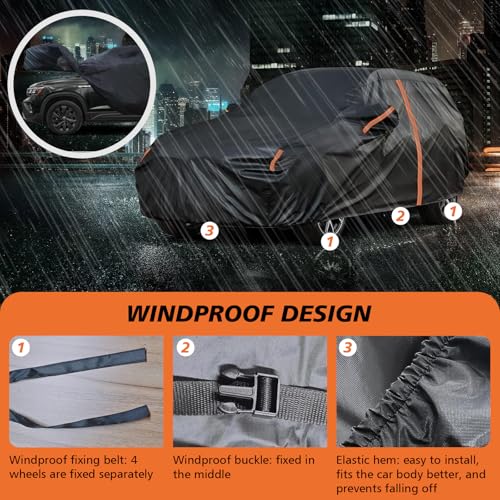 Cover for Volkswagen Taos, Cover for Taos, Custom Fit Taos Cover 2022-2025, Full Exterior Cover, Car Cover with Door Zipper/Windproof Bands/Reflective Strip,Outdoor Snow Car Cover Sun Dust Protection by JAOGAUS - Image 3