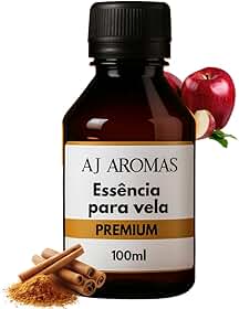 AJ Aromas Essência para Vela Premium, Alta Fixação, Aromas Intensos para Velas Artesanais e Difusores, 100ml (Maçã com Canela)