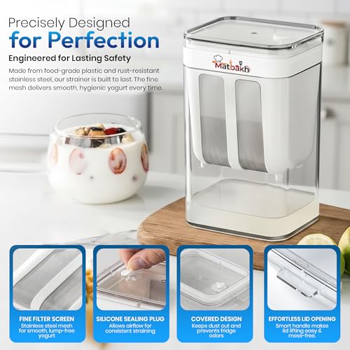 Image of Curd Strainer for Thick Curd & Greek Yogurt | 1100ml BPA-Free Hung Curd Maker | Heavy Duty Yogurt Filter for Labneh & Dahi