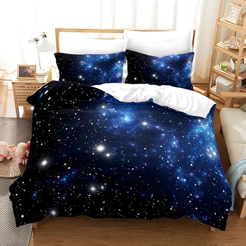 布団カバー ダブル 190X210 cm 宇宙 掛け布団カバー 星空 被套 3点セット枕套43X63 cm 寝具セット 柔らかい 通気性 肌に優しい 洗い替え速乾タイプ オールシーズン 寝心地いい