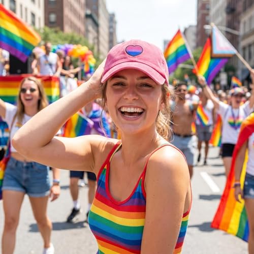 Image of Embroidered Pride Hat LGBT Cap Low Profile Distressed Dad Hat