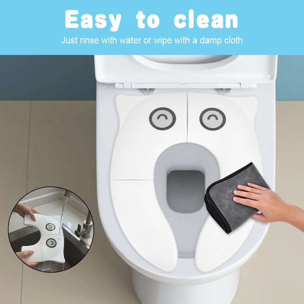 HOTUT Folding Travel Toilet Seat,Folding Travel Potty Seat for Boys and Girls with Toilet Training Reward Chart,Folding Toilet Seat with Storage Bag,Folding Potty Training Seat for Kids - Image 4