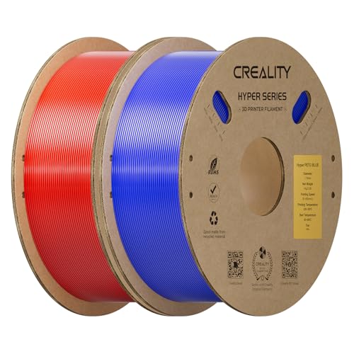 Image of Creality Hyper PETG Filament Bundle 1.75mm 2KG, 3D Printer PETG Filament Designed for High Speed 30-600mm /s, High Transparency & Impact Strength, Dimensional Accuracy + /- 0.03 mm, (Blue & Red 2-Pack)