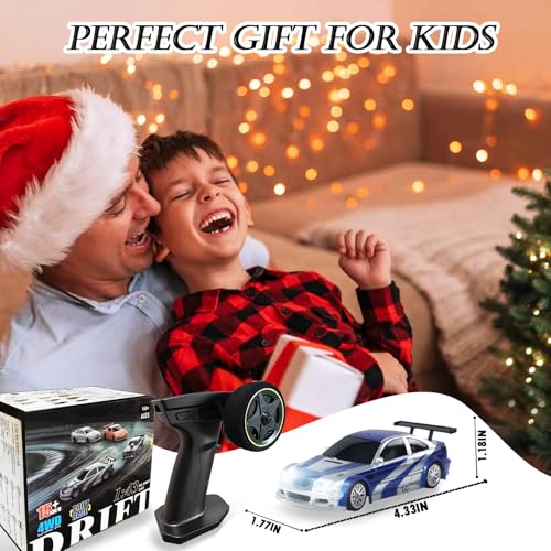 Image of 1 /43 Mini RC Drift Car with Gyroscope, 2.4GHz 4WD Full Proportional High Speed Micro Hobby RC Cars with Lights Racing Tires, Fast Small Remote Control Car, Toy Model Gift for Adults Kids Boys Girls