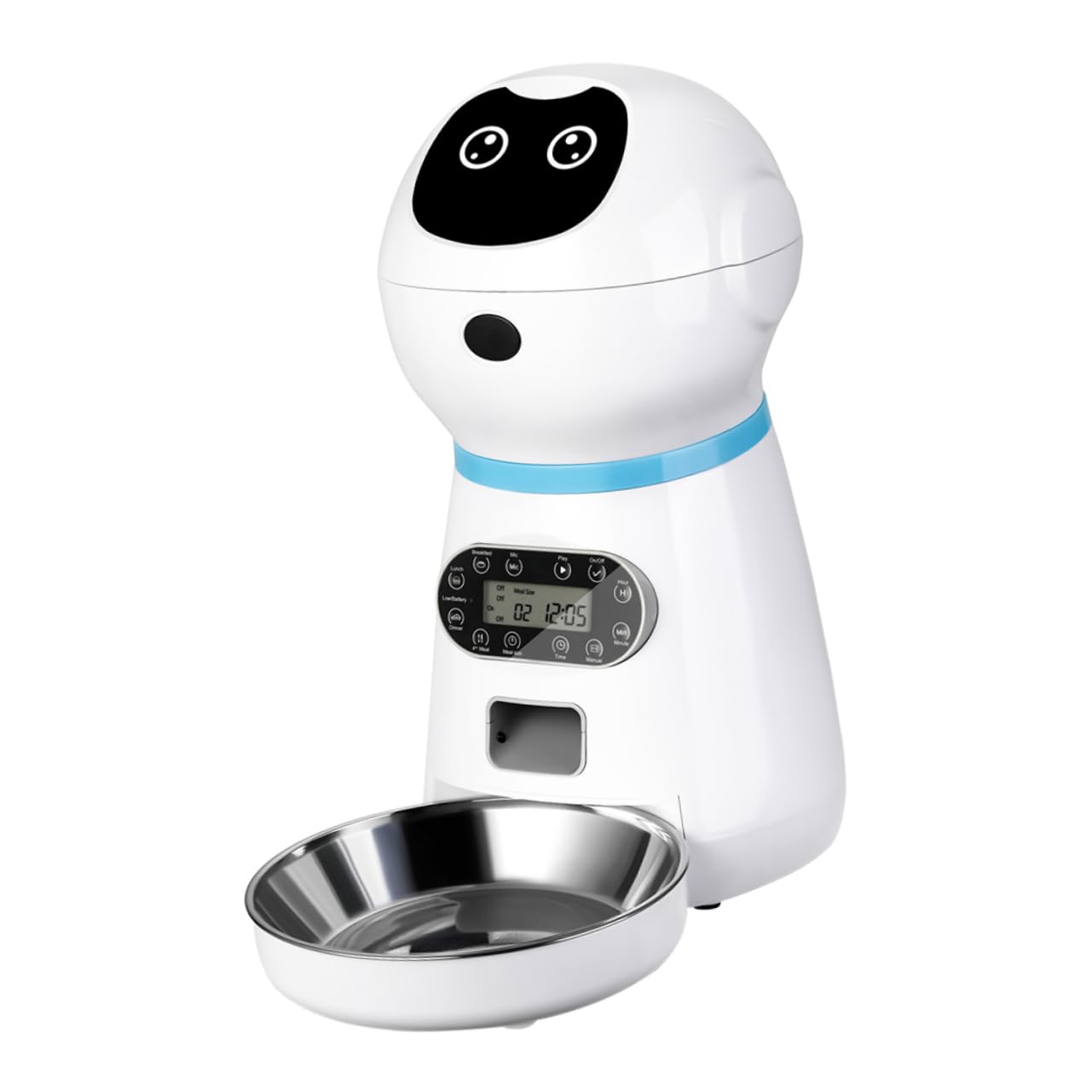 DOITOOL Alimentador Automático para Mascotas con Temporizador Digital Robot Inteligente con Grabación De Voz para Gatos y Perros Dispensador De Comida Seguro con Cuenco De Inoxidable