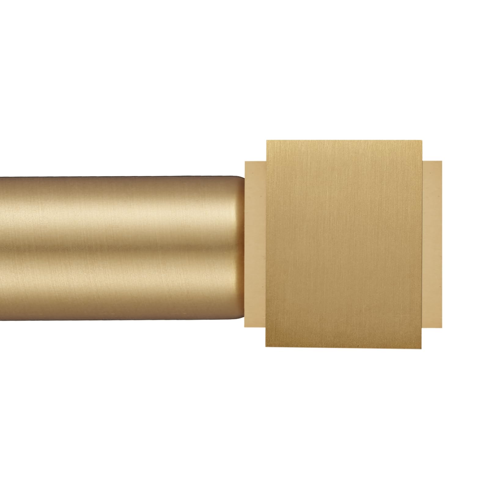 1" Curtain Rod Telescoping Single Drapery Rod 72-144 Inches, Square Finials, Warm Gold