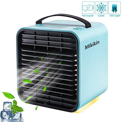 Mikikin Portable Air Conditioner Fan, Personal Space Evaporative Air Cooler Rechargeable USB Desk
