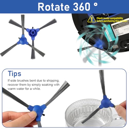 Image of HASTHIP Replenishment Kit, 4Pcs Replacement Side Brushes for EUFY 11S RoboVac 30 11 MAX 15C, Universal Replacement Parts Replacement Accessories Vacuum Floor Cleaner Robot Replacement Side Brush