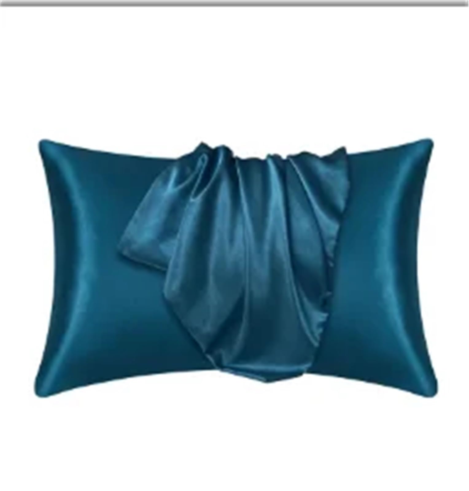 LYXYGMV Silk Pillow Case Real Protect Hair Skin Pillowcase Bedding Cases for Bedrooms(Blue,51x66cm 1PC)