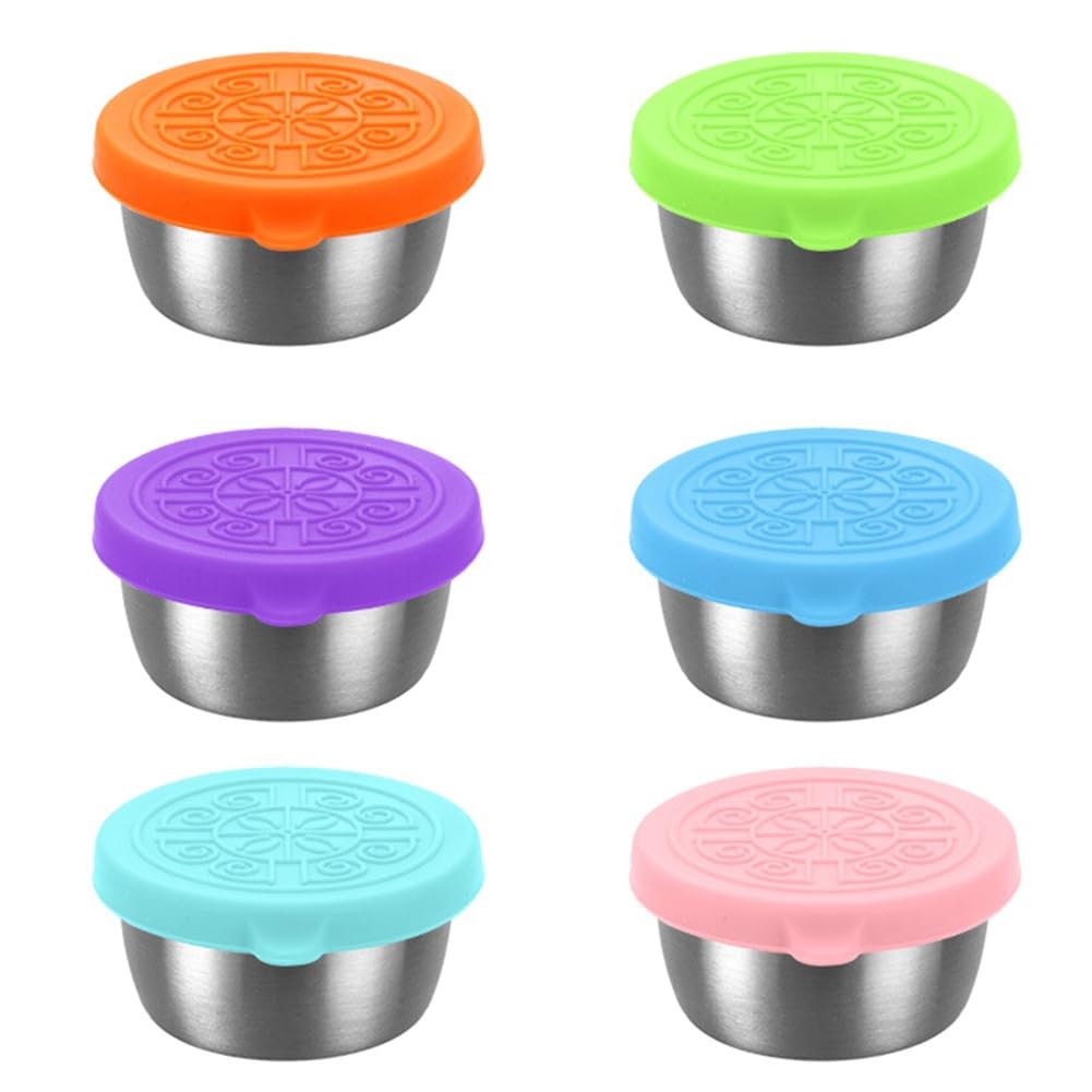 CTRLZS 6 Pack Salad Dressing Container to Go, 40Ml Reusable Small Condiment Containers with Lids, Leakproof Silicone Easy to Use