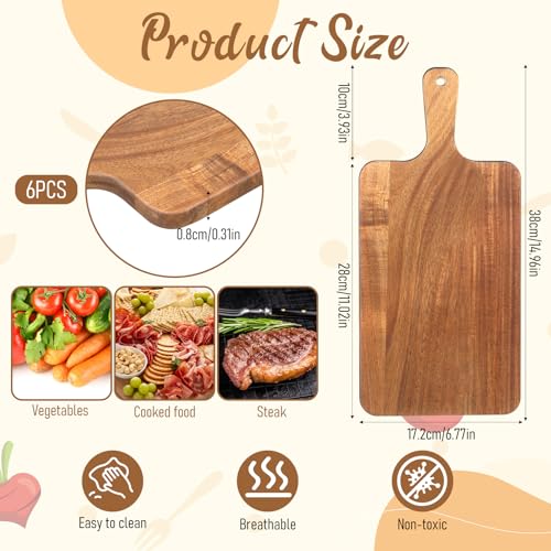 6 Piezas Tabla de Cortar de Madera Acacia Rectangular miniatura 3