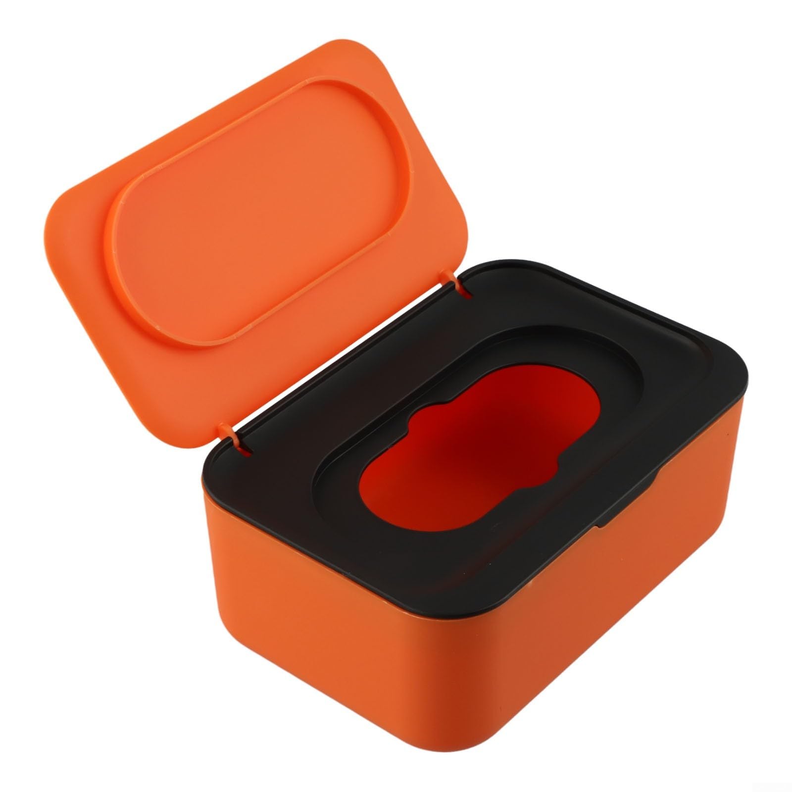 Plastic Wipes Dispenser Box With Lid Baby Wet Tissue Storage Case Container For Bathroom Kitchen Living Room Car Office Hotel Restaurant(Black Orange)