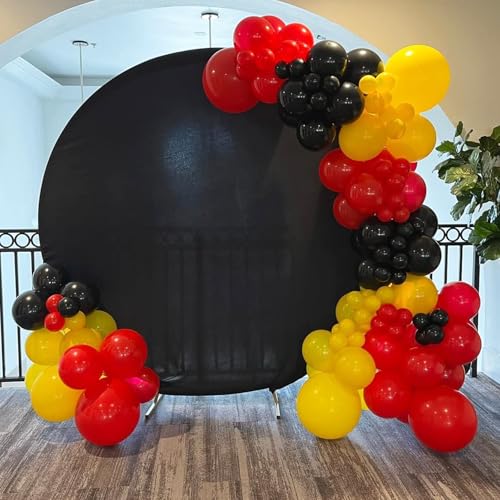 Image of YMSZ Red Black Yellow Balloons Arch Kit, 134Pcs Red and Yellow Latex Balloons for Birthday, Baby Shower, Graduation Party Decorations