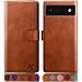 Produktbild SUANPOT [RFID Schutz für Google Pixel 6A Hülle PU Leder Handyhülle Lederhülle Klapphülle Kartenfach Flip Cover für Pixel 6A Handy hülle Leather Wallet Phone Case (Hellbraun)