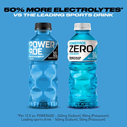 Image of POWERADE Electrolyte Enhanced Zero Sugar Mixed Berry Sports Drink, 12 Ounce (Pack of 8)
