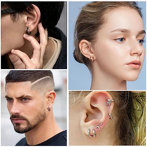 10 Pairs Earring Sets for Multiple Piercing 14K Gold Plated Studs Earrings and Hoops Set Hypoallergenic Small Hoop CZ Stud Earing for Women Men2