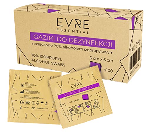 Medintech Alkoholtupfer Reinigungstupfer in 70% igem Isopropylalkohol Getränkt - Unterwegs Notfälle Erste Hilfe Camping Wandern Auto - Robust Reißfest und Hypoallergen - Maße 3 cm x 6 cm - 100 Stück Cover