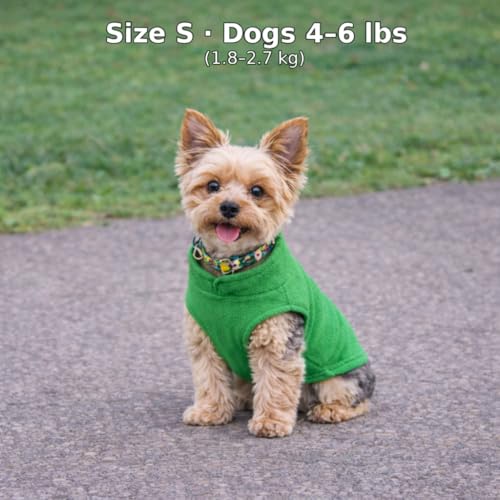 Image of JACKO & CO - Fleece Vest Dog Sweater with Leash Ring - Soft, Warm & Lightweight Pullover Coat for Small & Medium Dogs, Puppies & Cats - Cozy Fall /Winter /Spring Pet Jacket (Green, Small 4-6lbs)