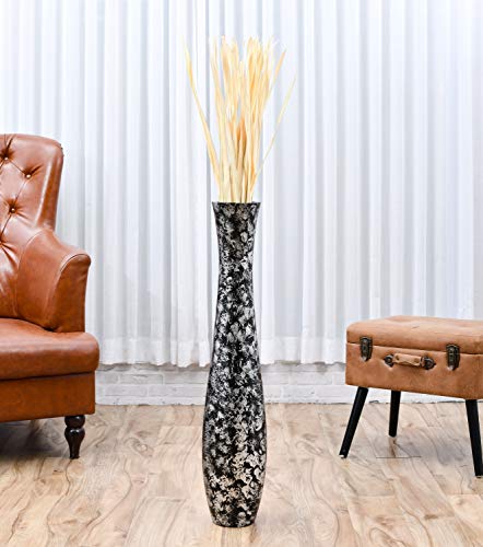 Image of Leewadee Large Floor Vase 34 inches Mango Wood for Pampas Grass, Dried Flowers