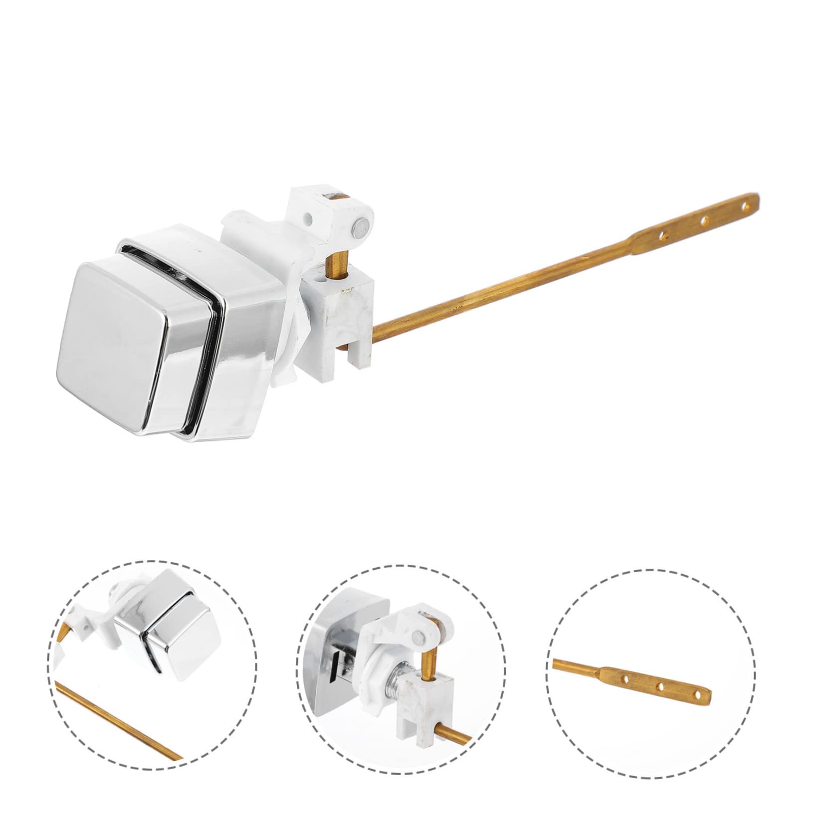 Botón pulsador de inodoro de doble descarga, válvula de llenado de cisterna, 4 piezas Botón de tanque de inodoro Botón pulsador Kit de descarga de inodoro Interruptor de inodoro Cómoda Mango de metal