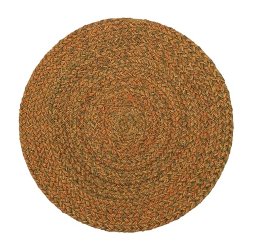 Image of THE HOME TALK Jute Braided Placemats|Side Table Mats|Best for Bed-Side Table,Center Table,Dining Table,Shelves|Home Decorators|Farm Mats (Gold, 33 cm Round, Set of 6)