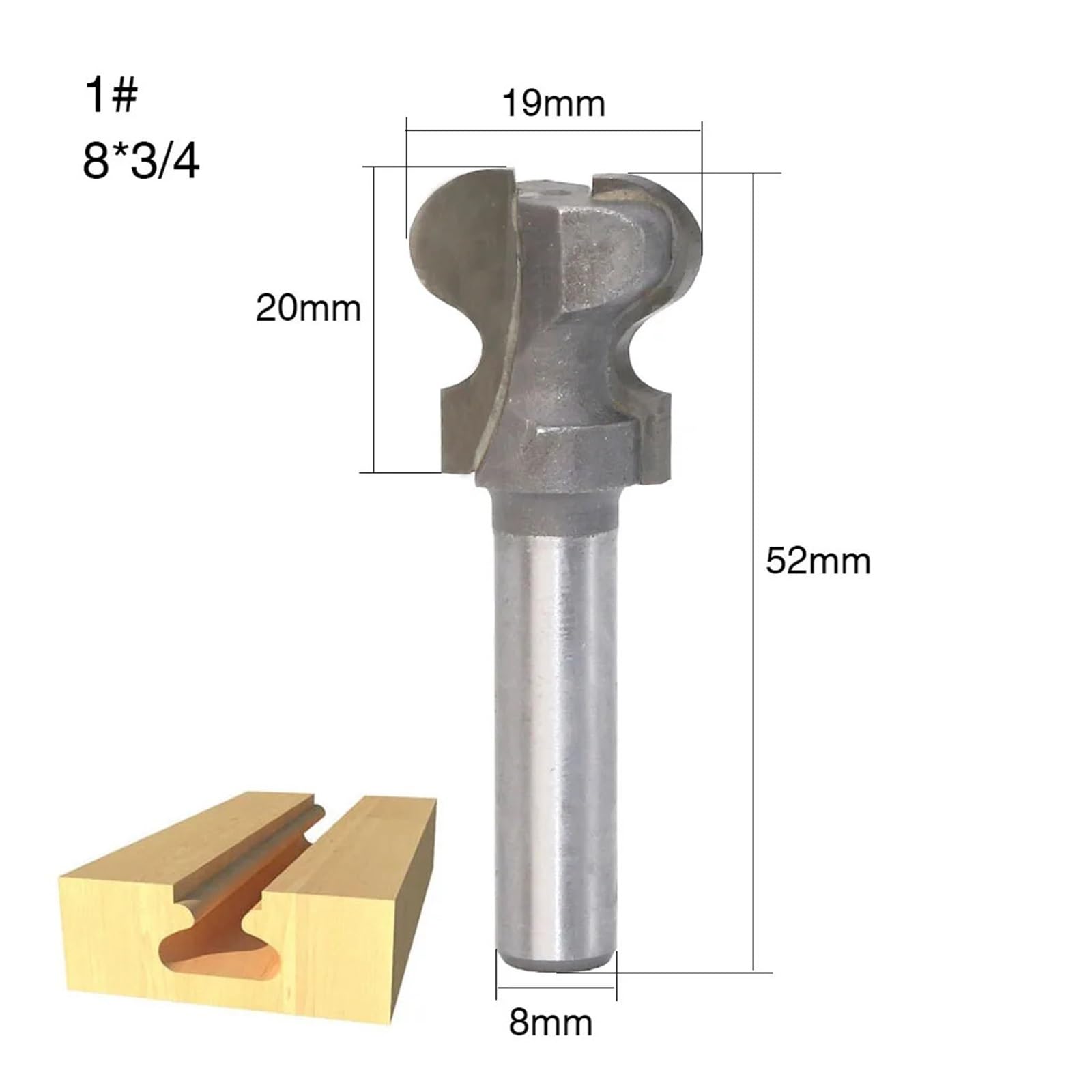 Brocas enrutadoras de mango 8mm for madera, broca doble dedo grado Industrial, herramientas carpintería, fresa extremo, 1 ud(NO1 8X3I4 2HZJD)