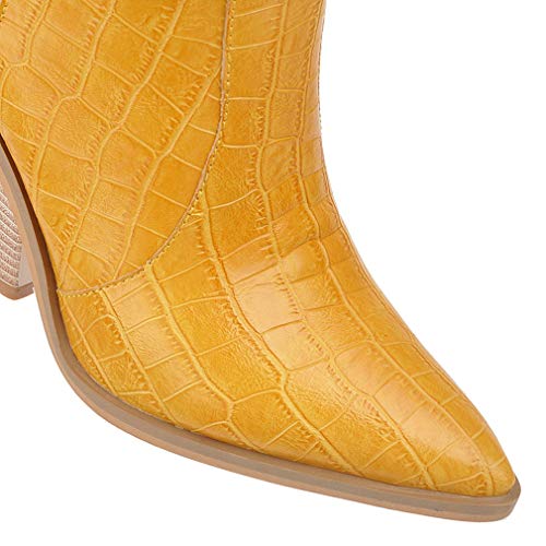 Caradise Womens Chunky Pointed Toe Cowboy Knee High Heeled Cowgirl Boots3