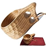 BSGB Wooden Cup Nordic Style Kuksa Portable Outdoor Camping Drinking Cup Traditional Coffee Mug with...