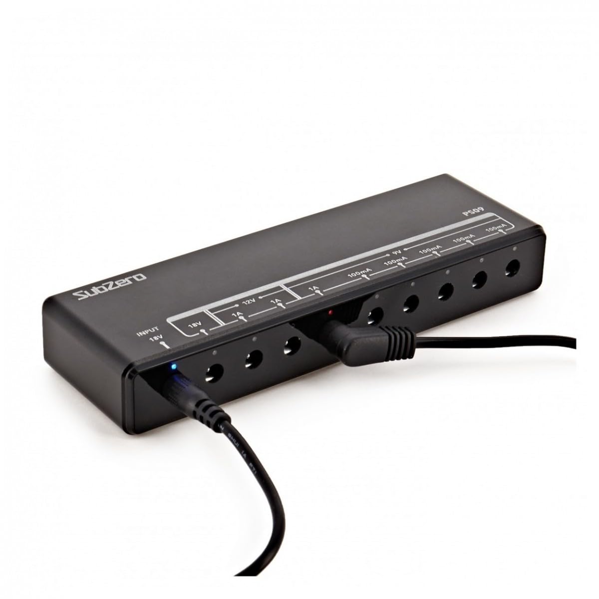 SubZero Alimentatore per pedali per chitarra con uscite da 9V 12V 18V | Alimenta fino a 11 pedali, guirlanda a cinque teste, uscite multiple 9V/12V/18V, cavi e adattatori inclusi