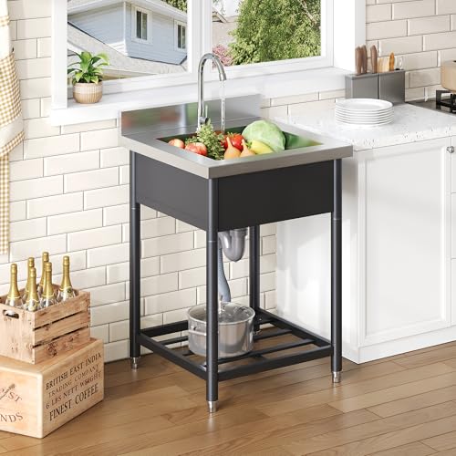 Fregadero de acero inoxidable de diseño independiente para uso comercial 4