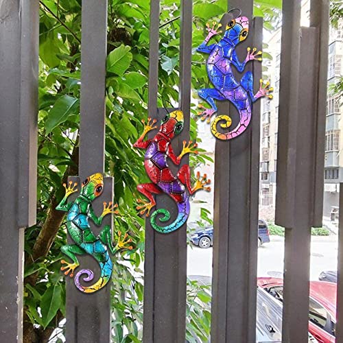 2 Stück Gecko-Wanddekofiguren Aus Metall – 31x15 Cm, Garten-Deko Für Zaun, Terrasse & Wohnung