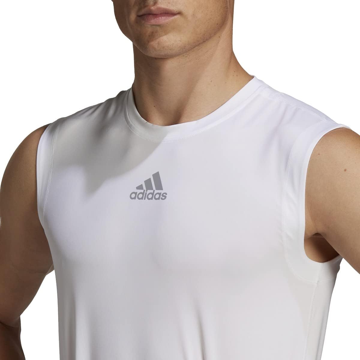 adidas Techfit Sleeveless Fitted Top - Mens Training XL White