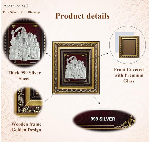 Image of ARTSMINE-Silver Shiv Parivar Wall Frame - 999 Silver Art | Premium Finish | Spiritual Home Decor|Ideal for Pooja & Gifting - 1 Unit