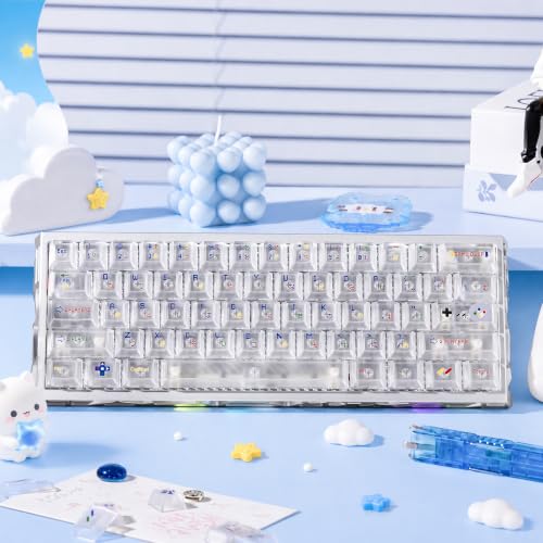 Image of dagaladoo White Clear Keycaps,Frost Jelly Key caps,Pixel Game