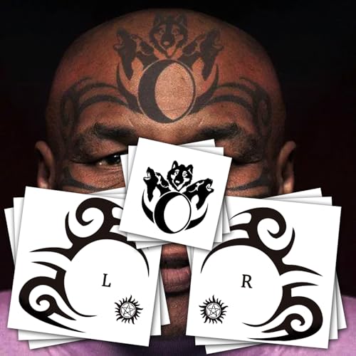 9-Sheet Temporary Face Tattoos - Waterproof Halloween Tattoo Stickers for Men & Women - Black...