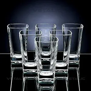 Vetalic Plastic Fiber Glass Set of 6, 300ml Unbreakable Stylish Transparent Whiskey Glass, Juice Glass, Beer Glass, Wine Glass,Set of 6 (Diamond Long Plastic Glass)