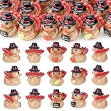 GGSTDDUP 60 Pcs Thanksgiving Mini Resin Ducks, Tiny Turkey Ducks, Miniature Turkey Figurines, Novelty Thanksgiving Party Favors Gift Decoration (Give Thanks, Corn, Pumpkin)