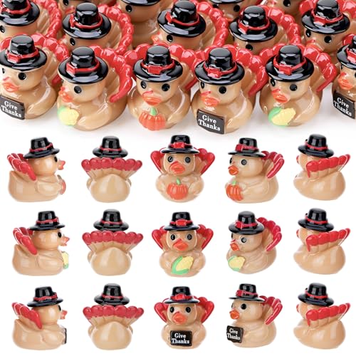 GGSTDDUP 30 Pcs Thanksgiving Mini Resin Ducks