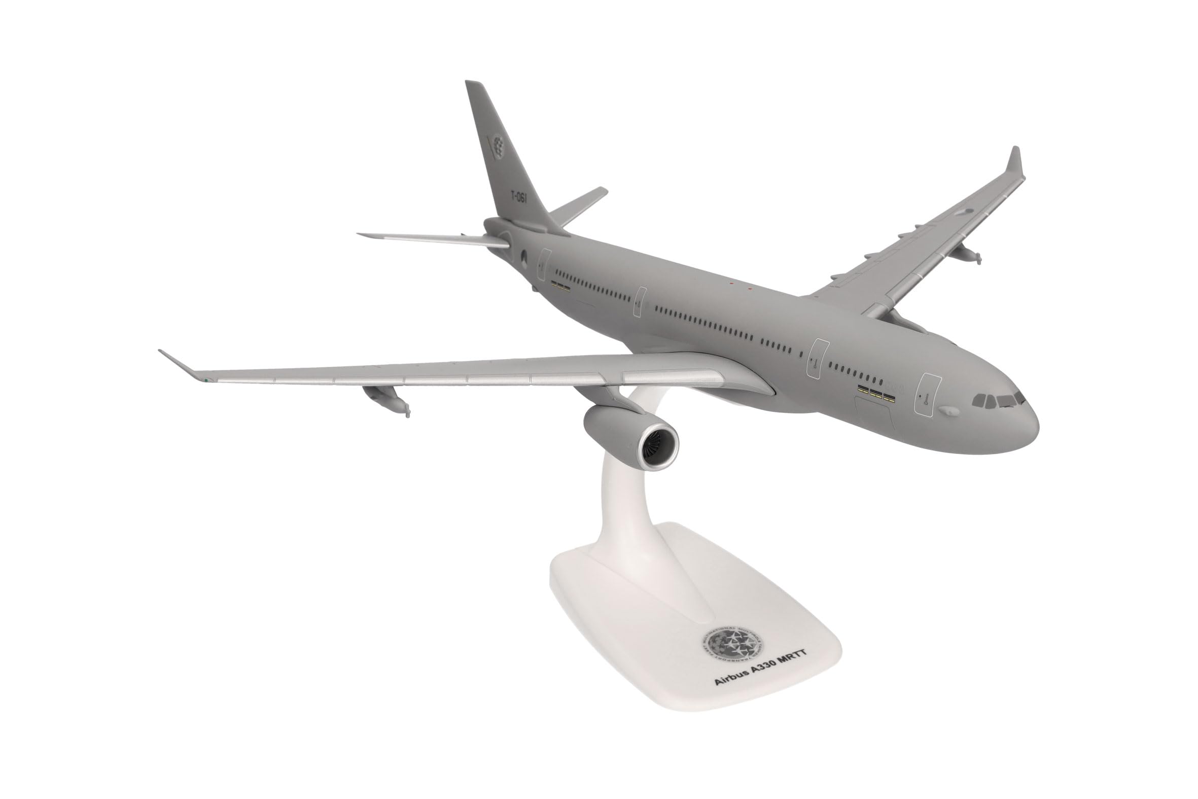Herpa modèle Snap-Fit Avion NATO Airbus A330 MRTT, Multinational Multirole Tanker Unit, Eindhoven Air Base, Miniature à l’échelle 1:200, pièce de Collection, modèle avec Socle, Plastique