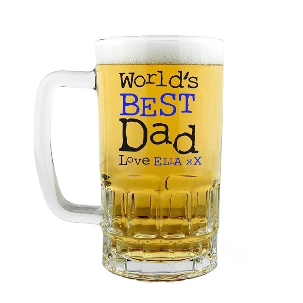 Treat Republic Personalised Beer Glass Tankard – 9cm x 16cm, High-Quality Glass, Solid Base, Tankard Beer Mug, Custom Name, Dishwasher Safe | Glassware