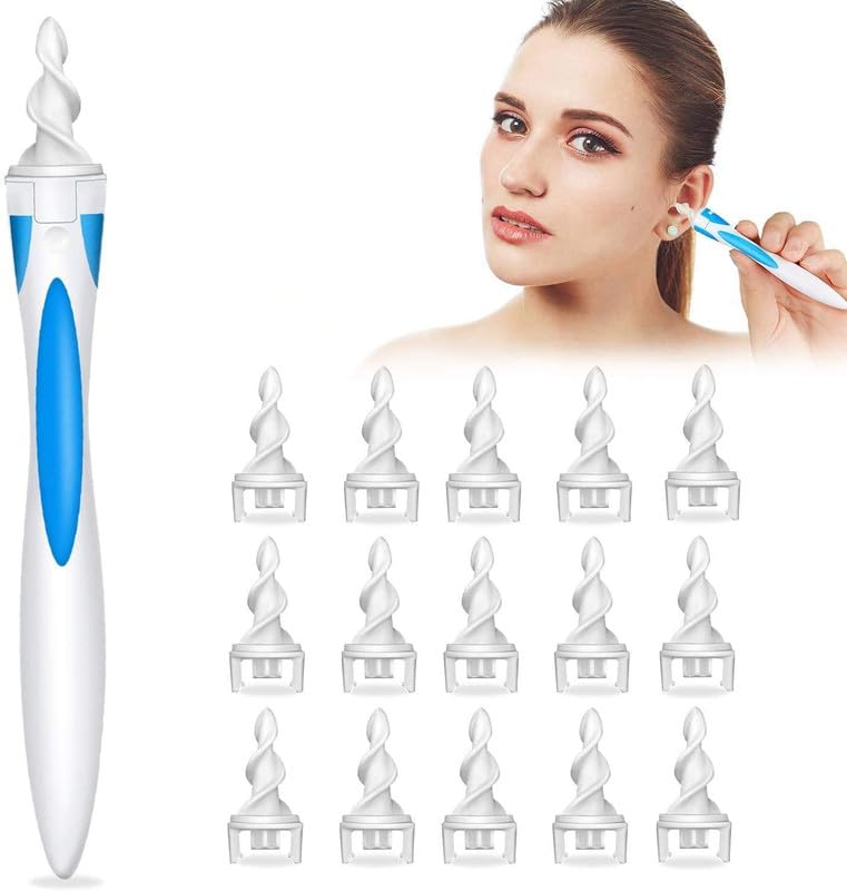 Shree Maruti Enterprise Ear Wax Removal Ear Cleaner Earwax Remover Spiral Soft Silicone Safe Upgraded Smart Earwax Removal Tool Swab Kit With 16 Replacement Tips For Adults & Kids - White