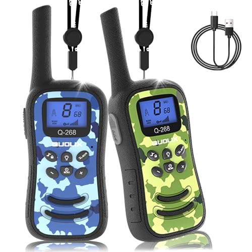 Quolix Walkie Talkie Infantil Recargable 2pcs, Comunicación Bidireccional 8 Canales Radio De Larga Distancia De 2 Km Con Interna, Pantalla Vox, Quolix Walkie Talkie Infantil Recargable 2pcs, Comunicación Bidireccional 8 Canales Radio De Larga Distancia De 2 Km Con Interna, Pantalla Vox,