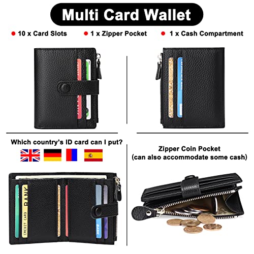 FALAN MULE Small Wallets for Women RFID Blocking Slim Bifold Leather Womens Wallet with Zipper Coin Purse4