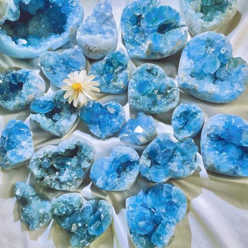 Celestite Heart Crystal Cluster ? 400-600g Celestite Geode Heart ? Blue Crystal for Home & Office Decor, & Spiritual