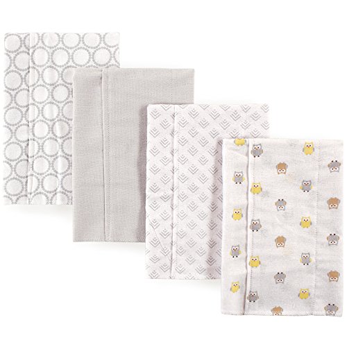 Image of Luvable Friends Unisex Baby Cotton Flannel Burp Cloths, Owl, One Size