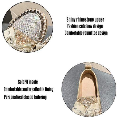 Women's Rhinestones Glitter Bow Platform Loafers,Fashion Casual Slip-On Sequin Shiny Sneaker,Comfort Round Toe Platform Slip On Walking Shoes2